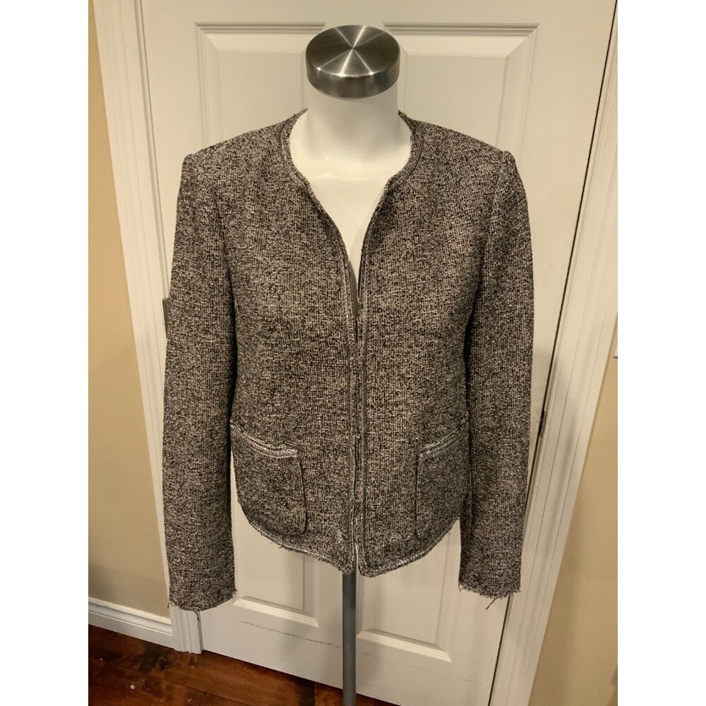 Rebecca Taylor Black & Gray Tweed Jacket w/ Silver Trim, Size 8 (US)